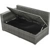 Outdoor 6-Piece All Weather PE Rattan Sofa Set, Garden Patio Wicker Sectional Furniture Set with Adjustable Seat, Storage Box