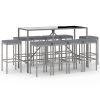 11 Piece Patio Bar Set with Cushions Gray Poly Rattan