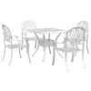 5 Piece Patio Dining Set White Cast Aluminum