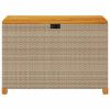 Patio Storage Box Beige 43.3"x21.7"x24.8" Poly Rattan Acacia Wood