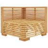 Patio Corner Sofa with Dark Gray Cushions Solid Wood Teak