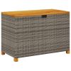 Patio Storage Box Gray 43.3"x21.7"x24.8" Poly Rattan Acacia Wood