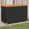 Patio Storage Box Black 31.5"x15.7"x18.9" Poly Rattan Acacia Wood