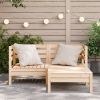 Patio Sofa 2-Seater with Footstool Solid Wood Pine