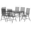 7 Piece Patio Dining Set Anthracite Steel