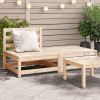 Patio Sofa Armless with Footstool Solid Wood Pine