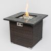 30 inch Outdoor Fire Table Propane Gas Fire Pit Table with Lid, Glass Rocks and Rain Cover