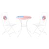 3 Piece Patio Bistro Set, Folding Outdoor Furniture with USA Mosaic Table and Chairs, Portable Metal Frames for 4th of July, Balcony, Backyard