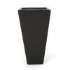 13" Outdoor Modern MGO Small Cast Stone Planter, Black