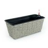 Gray Hand Woven Wicker 2 Pack Smart Self watering Rectangle Planter