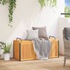 Patio Cushion Box 43.3"x17.7"x16.5"/20.9" Solid Wood Acacia and Steel