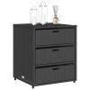 Patio Storage Cabinet Black 21.7"x23.2"x27.2" Poly Rattan