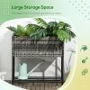 Outsunny Raised Garden Bed, Elevated Planter Box with Rattan Wicker Look, Tool Storage Shelf, Portable Design