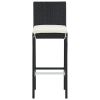 5 Piece Patio Bar Set Black Solid Wood Acacia and Poly Rattan