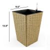 2-Pack Smart Self-watering Square Planter for Indoor and Outdoor - Hand Woven Wicker - Brown - as Pic