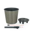 10.2" Self-watering Wicker Decor Planter for Indoor and Outdoor - Round - Grey - as Pic