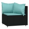 4 Piece Patio Lounge Set with Cushions Black Poly Rattan