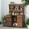 TOPMAX Garden Potting Bench Table, Rustic and Sleek Design with Multiple Drawers and Shelves for Storage, Brown