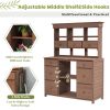 TOPMAX Garden Potting Bench Table, Rustic and Sleek Design with Multiple Drawers and Shelves for Storage, Brown