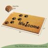 Coir Doormat Front Door Mat with Non Slip PVC Backing  with Paws Prints