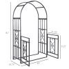 Outsunny 81" Metal Garden Arbor with Double Doors, Locking Gate