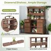 TOPMAX Garden Potting Bench Table, Rustic and Sleek Design with Multiple Drawers and Shelves for Storage, Brown