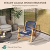 Outsunny Patio Acacia Wood Adirondack Chair, Modern Wood Fire Pit Chair with PP Rope Weave, Coconino Lounge Chair with High Backrest Support