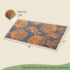 Coir Door Mat Entryway Floor Mats with Non Slip PVC Backing  Floral Print