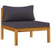 2 Piece Patio Sofa Set with Dark Gray Cushions Acacia Wood