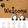 Coir Doormat Front Door Mat with Non Slip PVC Backing  with Paws Prints