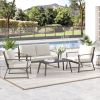 4 Piece Patio Furniture Set, Aluminum Conversation Set, Outdoor Garden Sofa Set with Armchairs, Loveseat, Center Coffee Table and Cushions