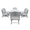 Outdoor 5-Piece Aluminum Chat High Fire Pit Set with Cushion, Golden Gauze