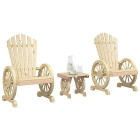 3 Piece Patio Lounge Set Solid Wood Fir