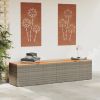 Patio Storage Box Gray 86.6"x19.7"x21.3" Poly Rattan Acacia Wood