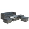 Patio Furniture, Outdoor Furniture, Seasonal PE Wicker Furniture,5 Set Wicker Furniture With Plywood Coffee Table,with lift TOP Coffee Table