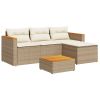 3 Piece Patio Sofa Set with Cushions Beige Poly Rattan