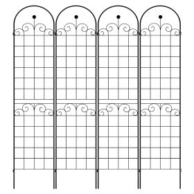 4 Pack Metal Garden Trellis for Climbing Plants Outdoor 86.7'' x 19.7'' Rustproof Plant Support Rose Trellis Netting Trellis Black