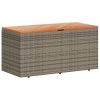 Patio Storage Box Gray 43.3"x19.7"x21.3" Poly Rattan Acacia Wood