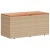 Patio Storage Box Beige 43.3"x19.7"x21.3" Poly Rattan Acacia Wood