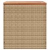Patio Storage Box Beige 43.3"x19.7"x21.3" Poly Rattan Acacia Wood