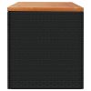 Patio Storage Box Black 86.6"x19.7"x21.3" Poly Rattan Acacia Wood