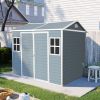 8 x 6 ft Resin Outdoor Storage Shed Waterproof Shed with Floor & Two Windows & Lockable Door, Tool Shed for Garden, Patio, Backyard,Gray