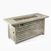 54inch Outdoor Fire Table Steel Fire Pit Table with Wood Grain Surface