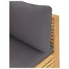 Patio Corner Sofa with Dark Gray Cushions Solid Wood Teak