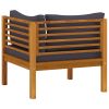 Sectional Corner Sofa with Dark Gray Cushions Solid Acacia Wood