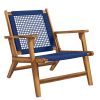 Outsunny Patio Acacia Wood Adirondack Chair, Modern Wood Fire Pit Chair with PP Rope Weave, Coconino Lounge Chair with High Backrest Support