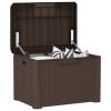 Patio Storage Box with Seat Cushion Brown 33 gal PP