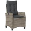 3 Piece Bistro Set with Cushions Gray Poly Rattan