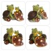 Garden Statue Cute Frog Face Turtles Figurines,Solar Powered Resin Animal Sculpture with 3 Led Lights for Patio