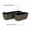 2-Pack Self-watering Planter - Hand Woven Wicker - Rectangular - Dark Gray - as Pic